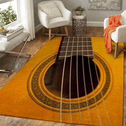 Yellow Guitar Music Art For Fans Area Rug Living Room Carpet Rug Regtangle Carpet Floor Decor Home Decor