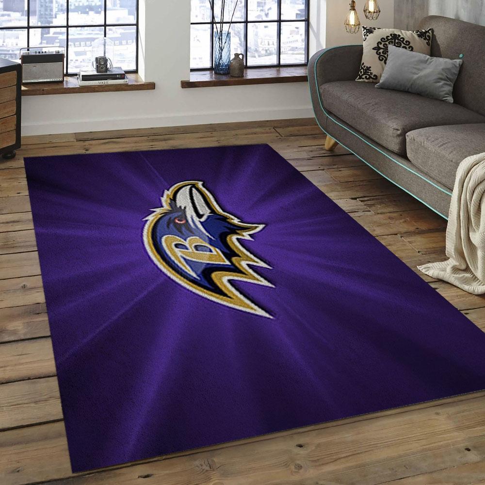 NFL Baltimore Ravens Basic Football Team Logo Rectangle Area Rug BRV22