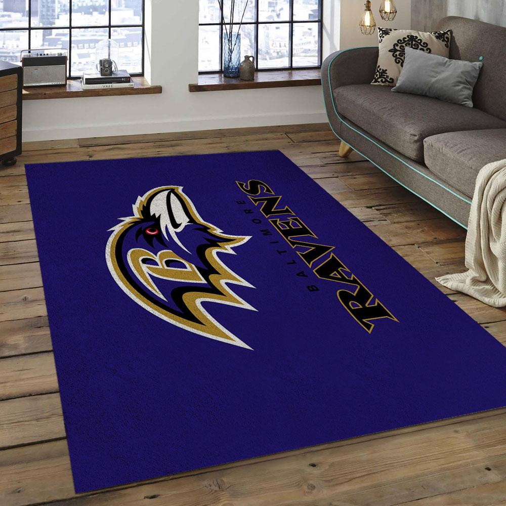 NFL Baltimore Ravens Birds Football Team Logo Rectangle Area Rug BRV06
