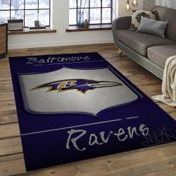 NFL Baltimore Ravens Crown Football Team Logo Rectangle Area Rug BRV34