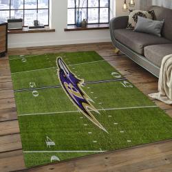 NFL Baltimore Ravens Field Football Team Logo Rectangle Area Rug BRV19