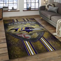 NFL Baltimore Ravens Golden Football Team Logo Rectangle Area Rug BRV11