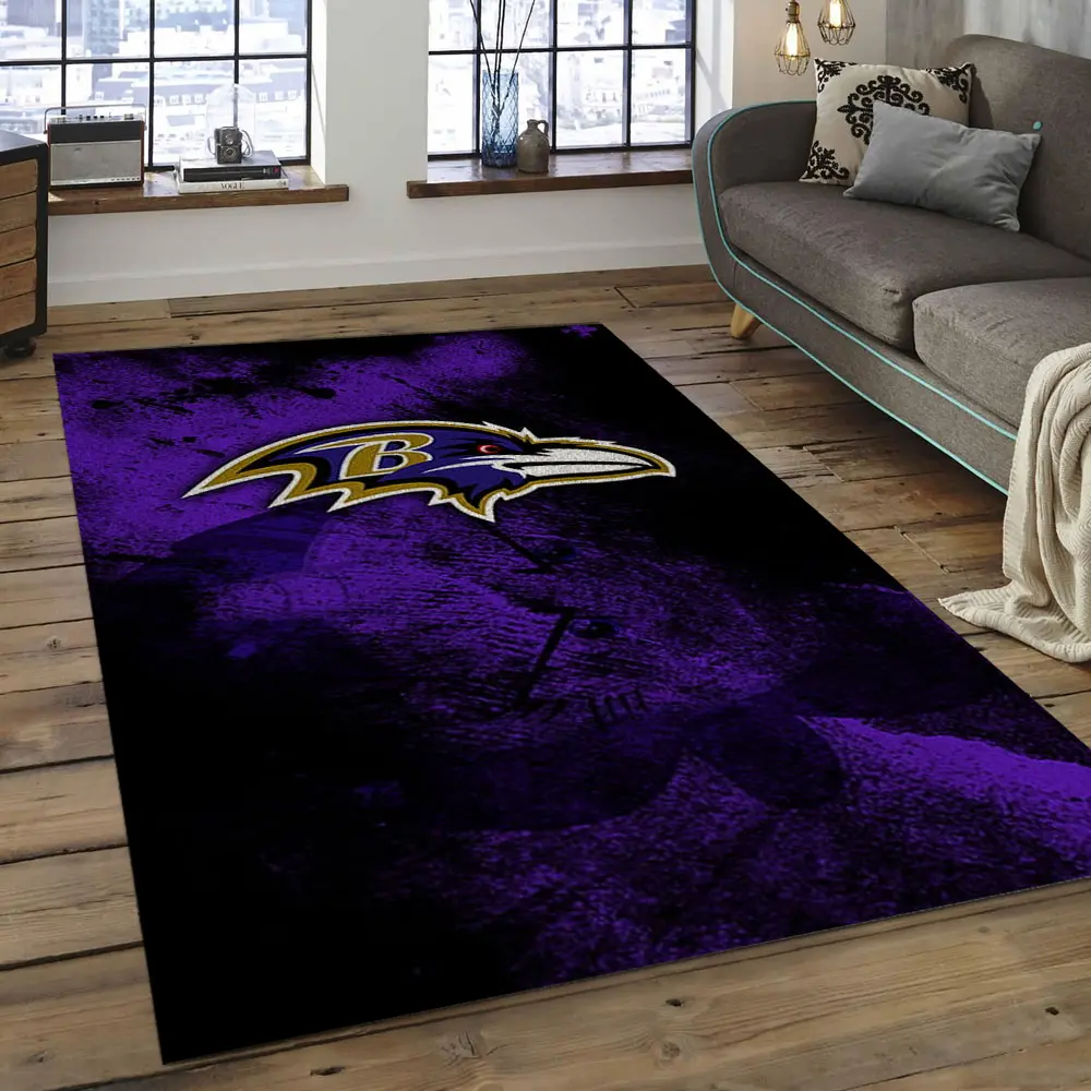 NFL Baltimore Ravens Mystery Football Team Logo Rectangle Area Rug BRV21