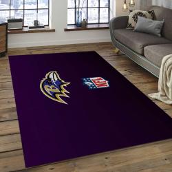 NFL Baltimore Ravens Sprirted Football Team Logo Rectangle Area Rug BRV04