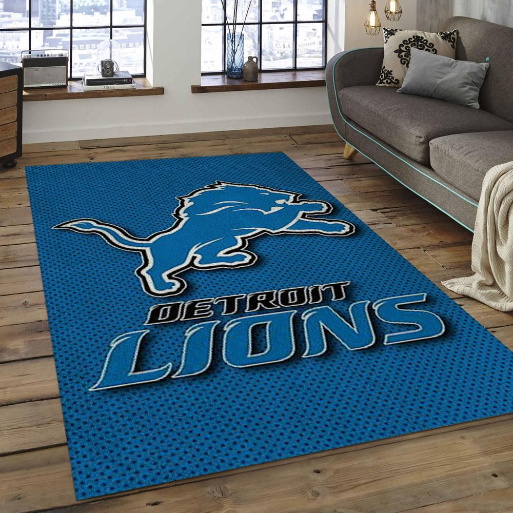 NFL Detroit Lions Football Team Logo Rectangle Area Rug DL01
