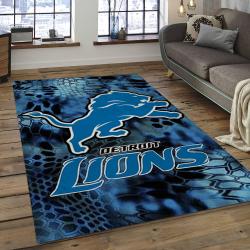 NFL Detroit Lions Football Team Logo Rectangle Area Rug DL04