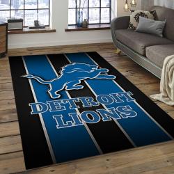 NFL Detroit Lions Football Team Logo Rectangle Area Rug DL07