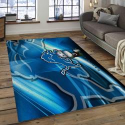 NFL Detroit Lions Football Team Logo Rectangle Area Rug DL12