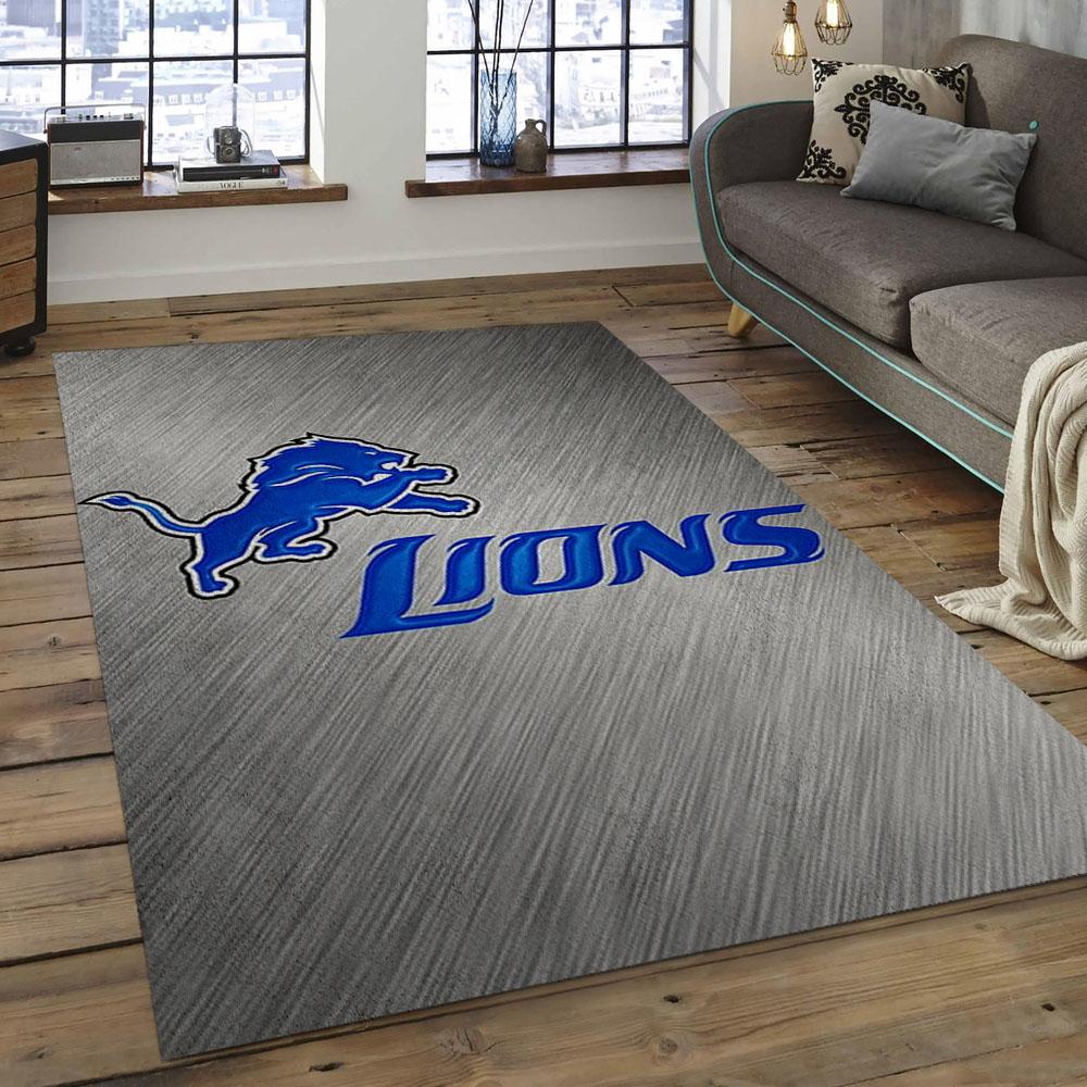 NFL Detroit Lions Football Team Logo Rectangle Area Rug DL14