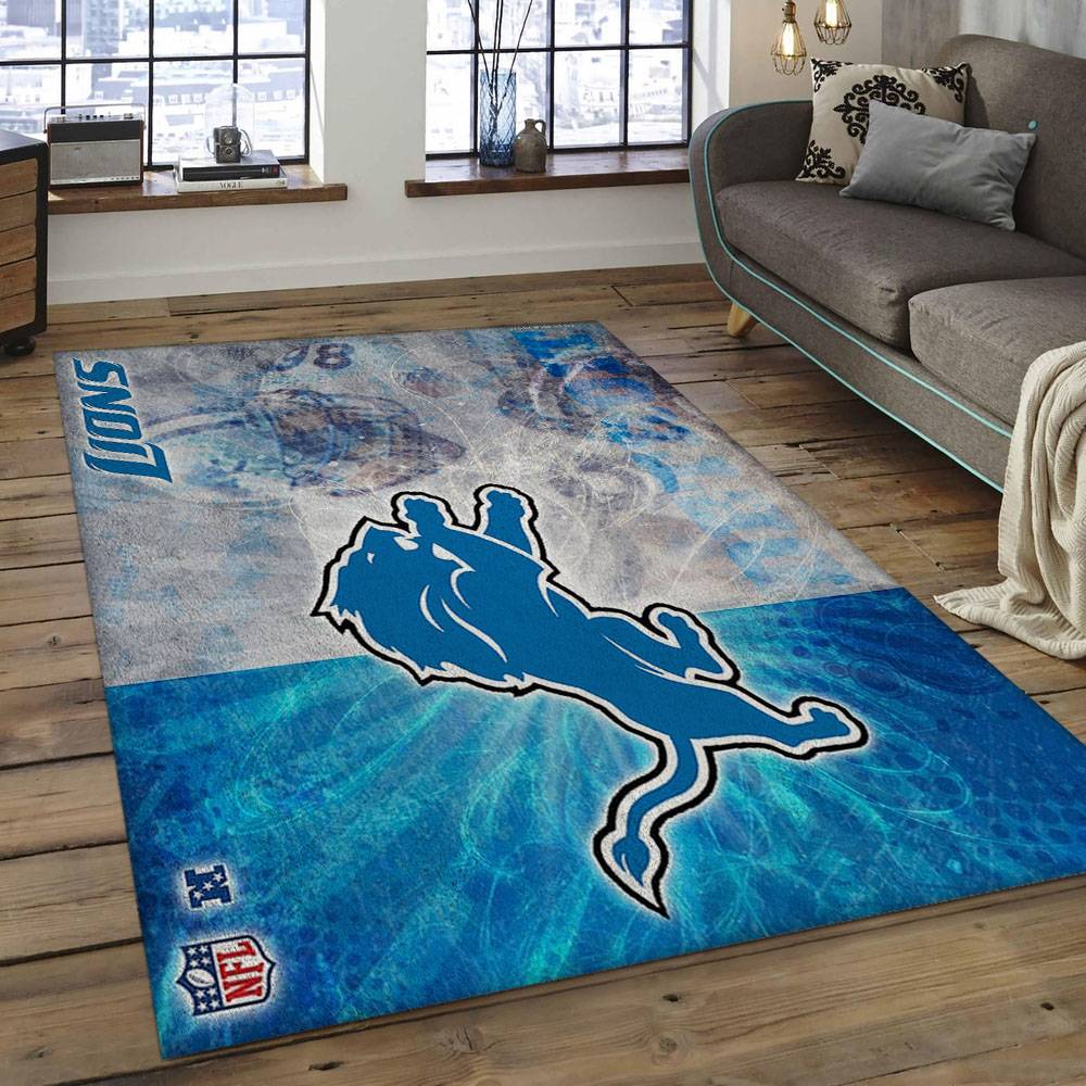 NFL Detroit Lions Football Team Logo Rectangle Area Rug DL15