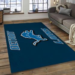 NFL Detroit Lions Football Team Logo Rectangle Area Rug DL16
