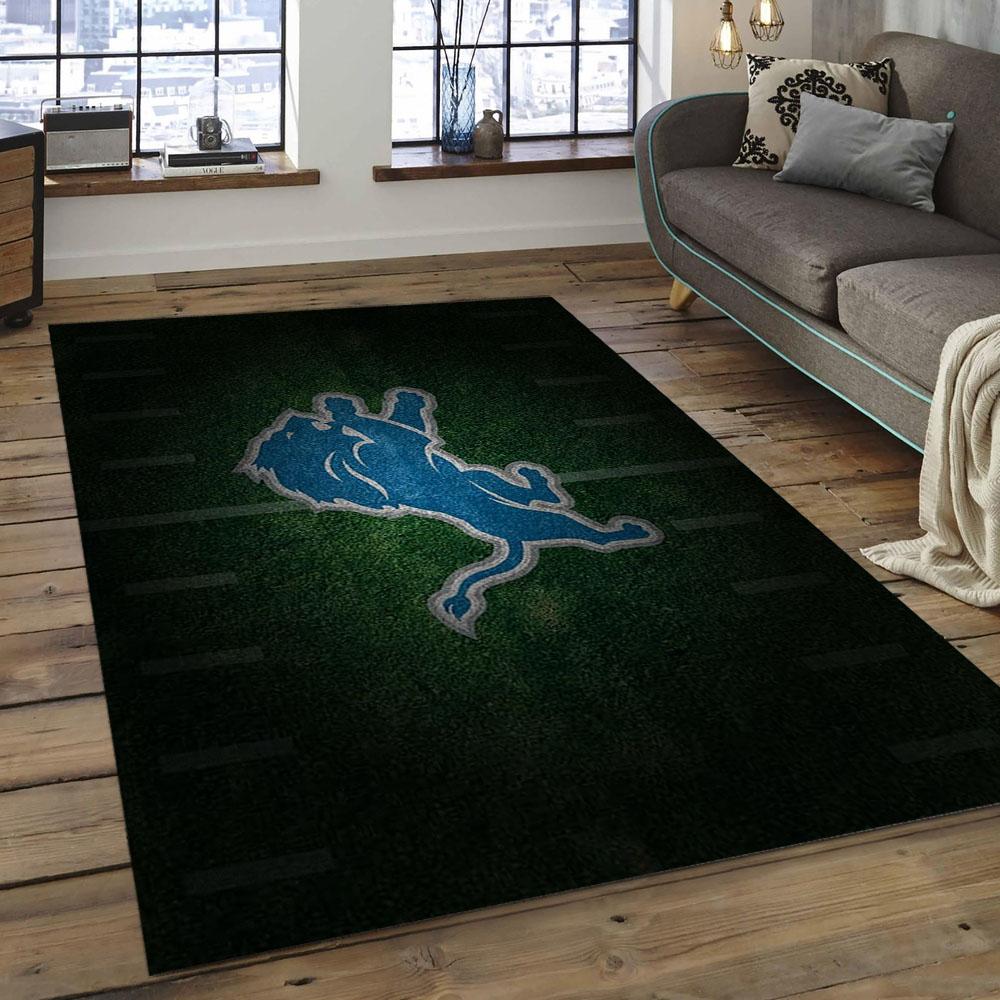 NFL Detroit Lions Football Team Logo Rectangle Area Rug DL17