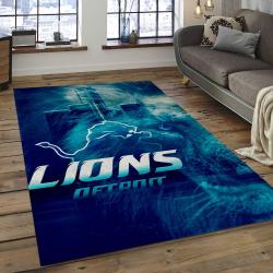 NFL Detroit Lions Football Team Logo Rectangle Area Rug DL27