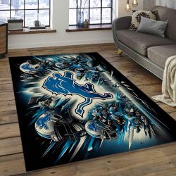 NFL Detroit Lions Football Team Logo Rectangle Area Rug DL29