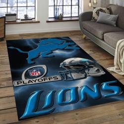 NFL Detroit Lions Football Team Logo Rectangle Area Rug DL32