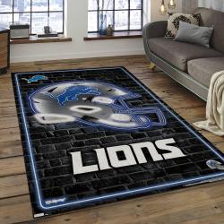 NFL Detroit Lions Football Team Logo Rectangle Area Rug DL36