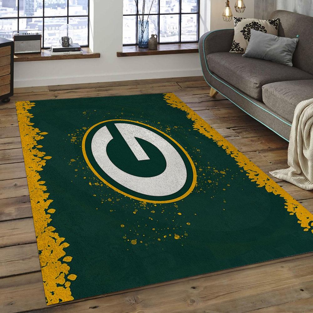 NFL Green Bay Packers Football Team Logo Rectangle Area Rug GBP02