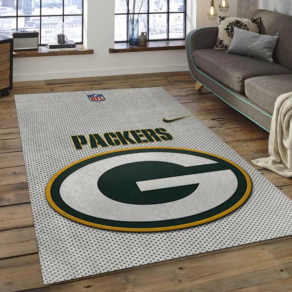 NFL Green Bay Packers Football Team Logo Rectangle Area Rug GBP04