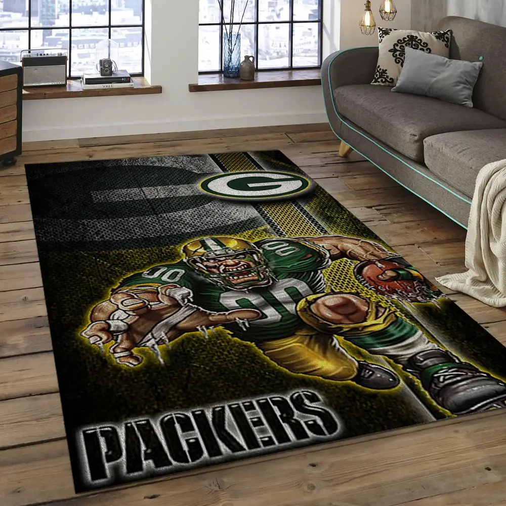 NFL Green Bay Packers Football Team Logo Rectangle Area Rug GBP05