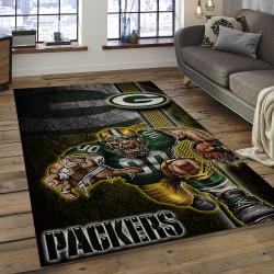 NFL Green Bay Packers Football Team Logo Rectangle Area Rug GBP05