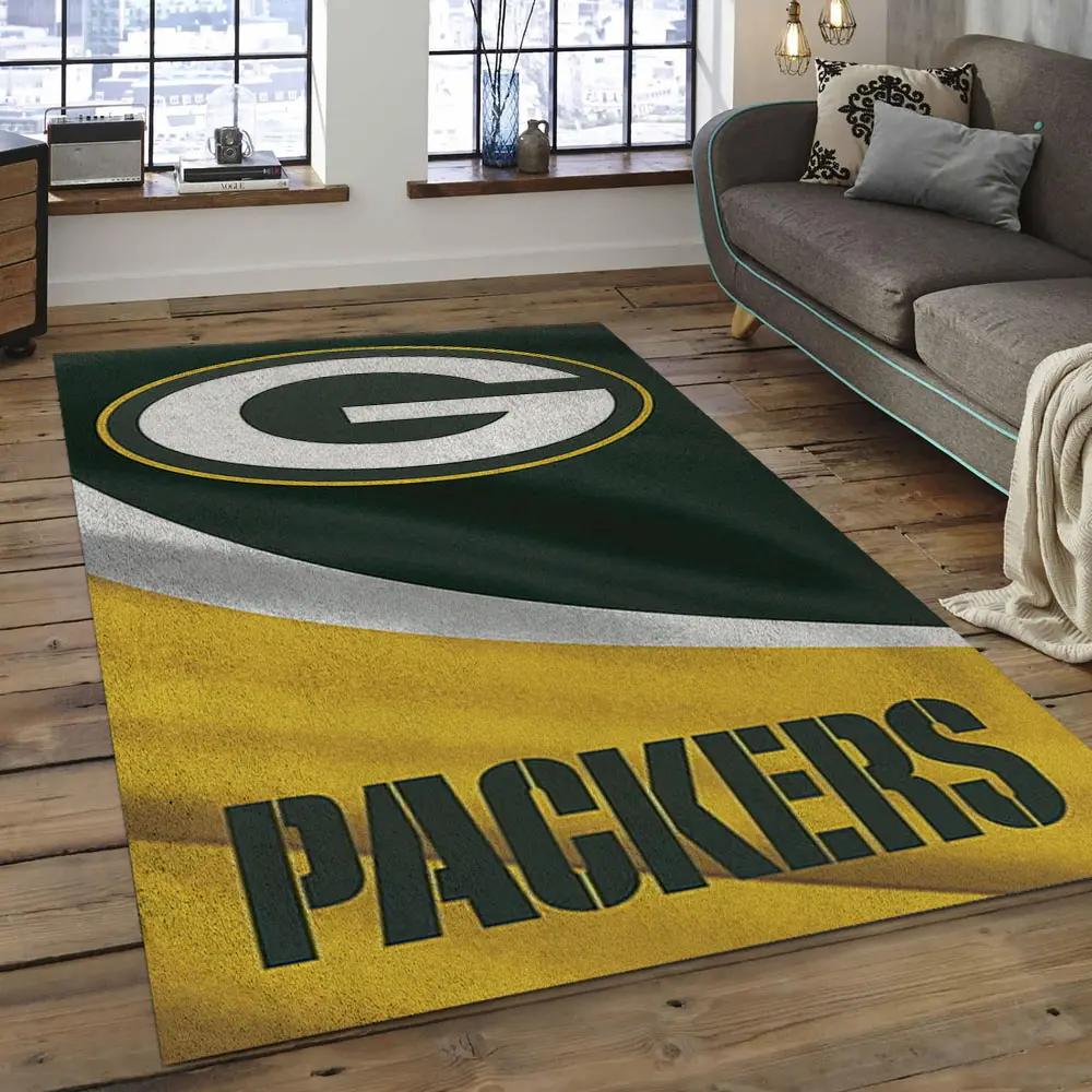 NFL Green Bay Packers Football Team Logo Rectangle Area Rug GBP12