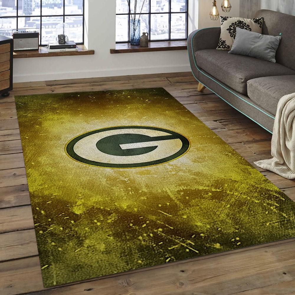 NFL Green Bay Packers Football Team Logo Rectangle Area Rug GBP19