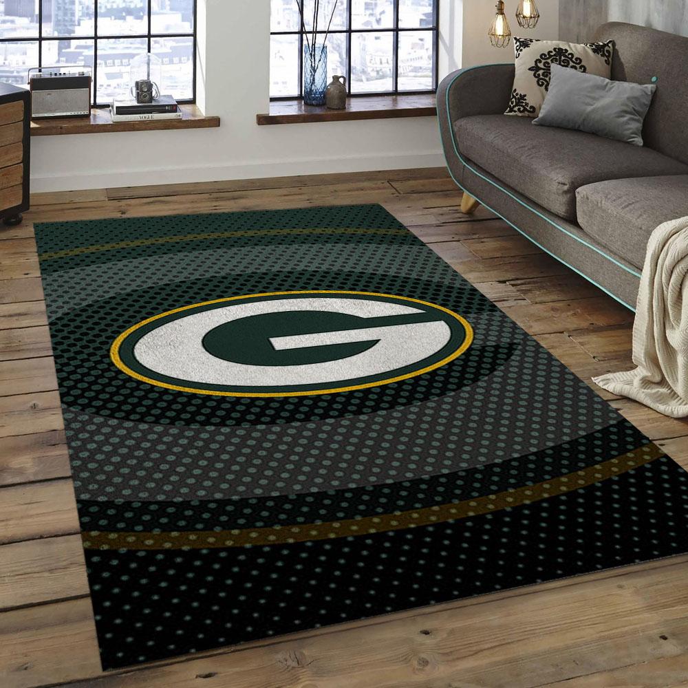 NFL Green Bay Packers Football Team Logo Rectangle Area Rug GBP22