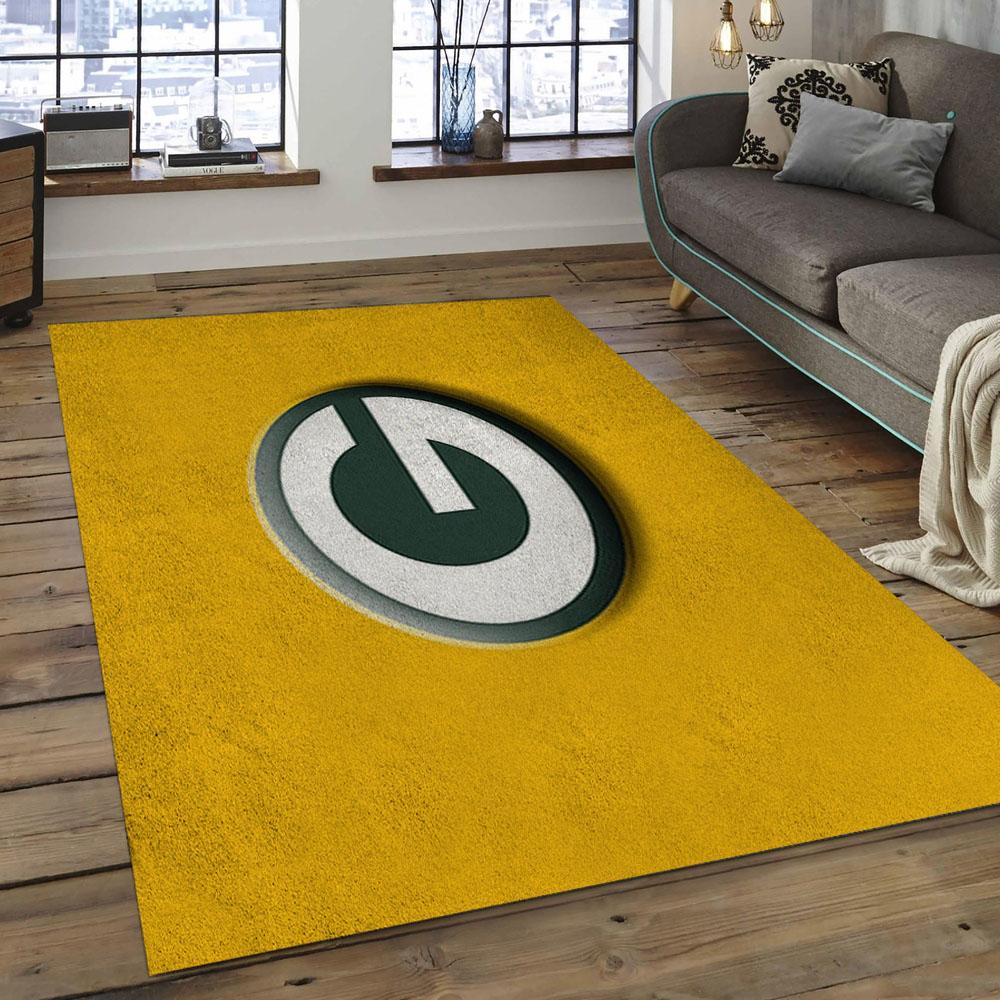 NFL Green Bay Packers Football Team Logo Rectangle Area Rug GBP28