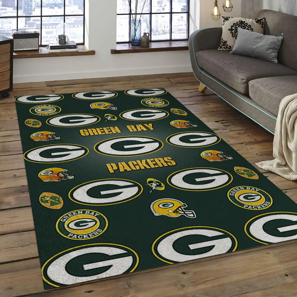 NFL Green Bay Packers Football Team Logo Rectangle Area Rug GBP31
