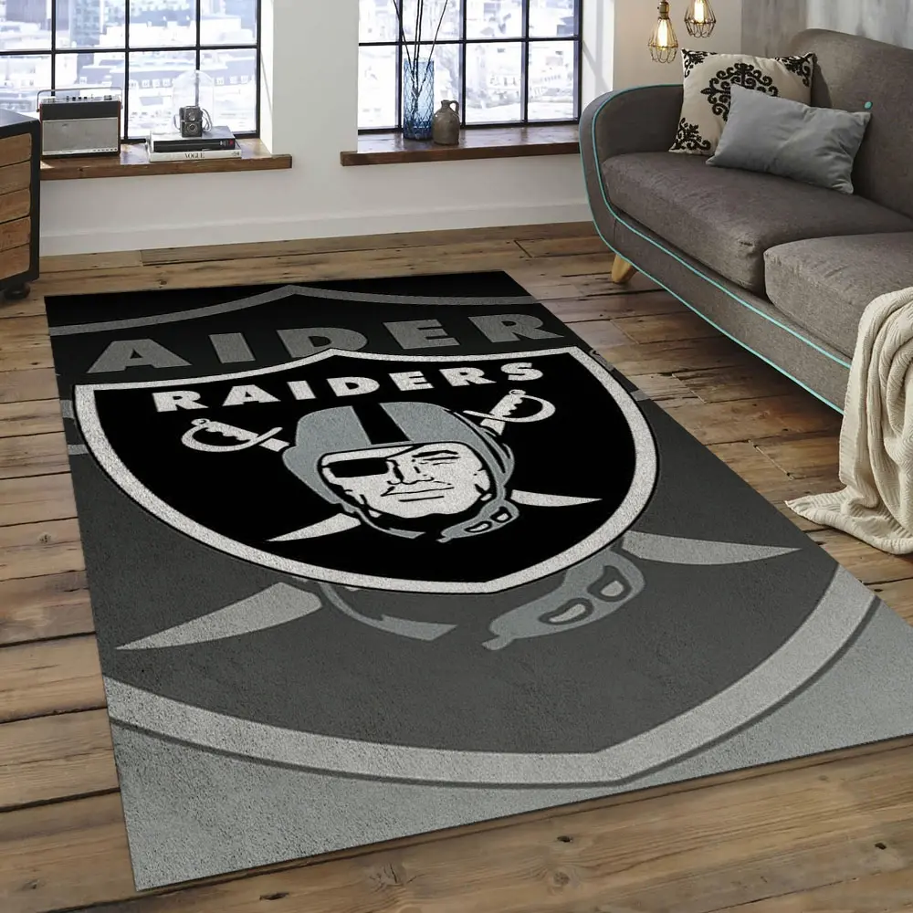 NFL Las Vegas Raiders Football Team Logo Rectangle Area Rug LVR03