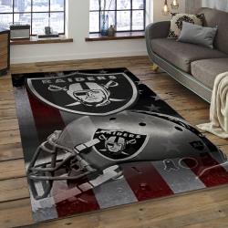 NFL Las Vegas Raiders Football Team Logo Rectangle Area Rug LVR04