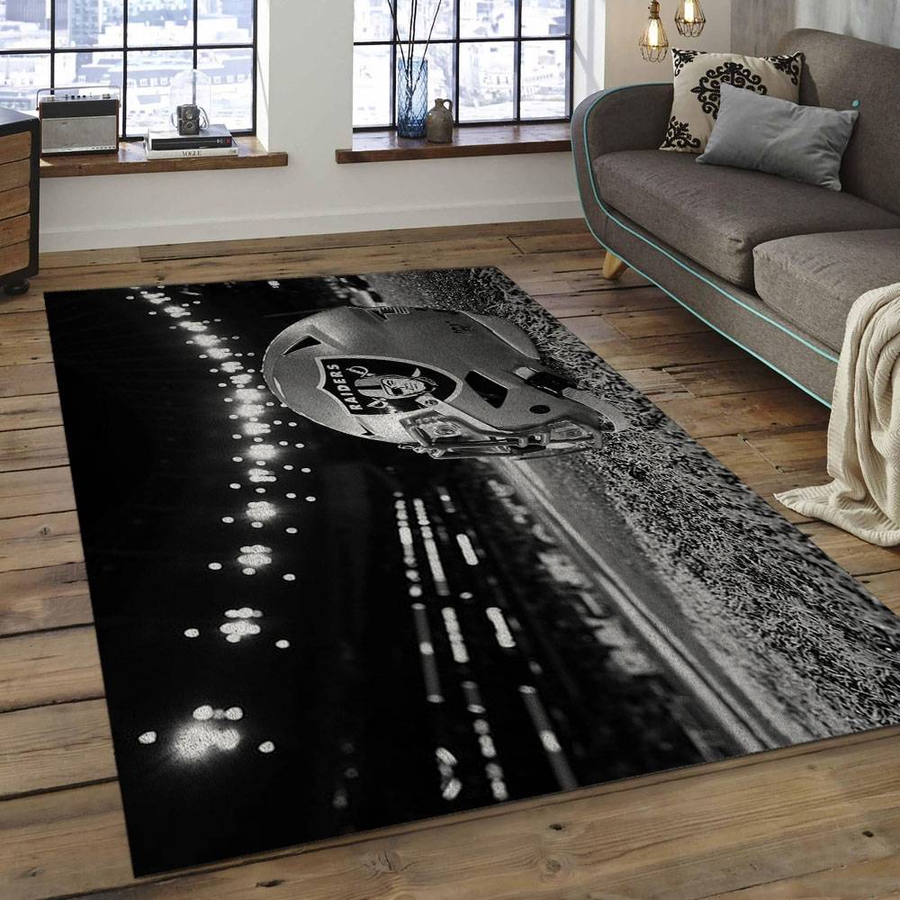 NFL Las Vegas Raiders Football Team Logo Rectangle Area Rug LVR07