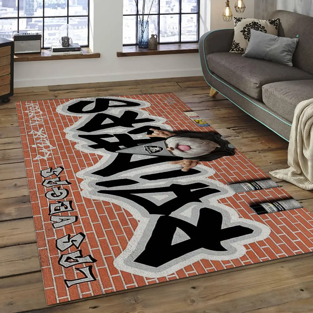 NFL Las Vegas Raiders Football Team Logo Rectangle Area Rug LVR11