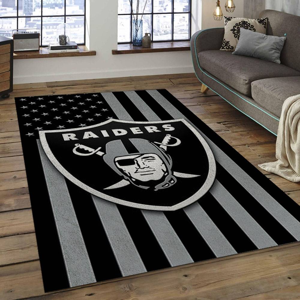 NFL Las Vegas Raiders Football Team Logo Rectangle Area Rug LVR13
