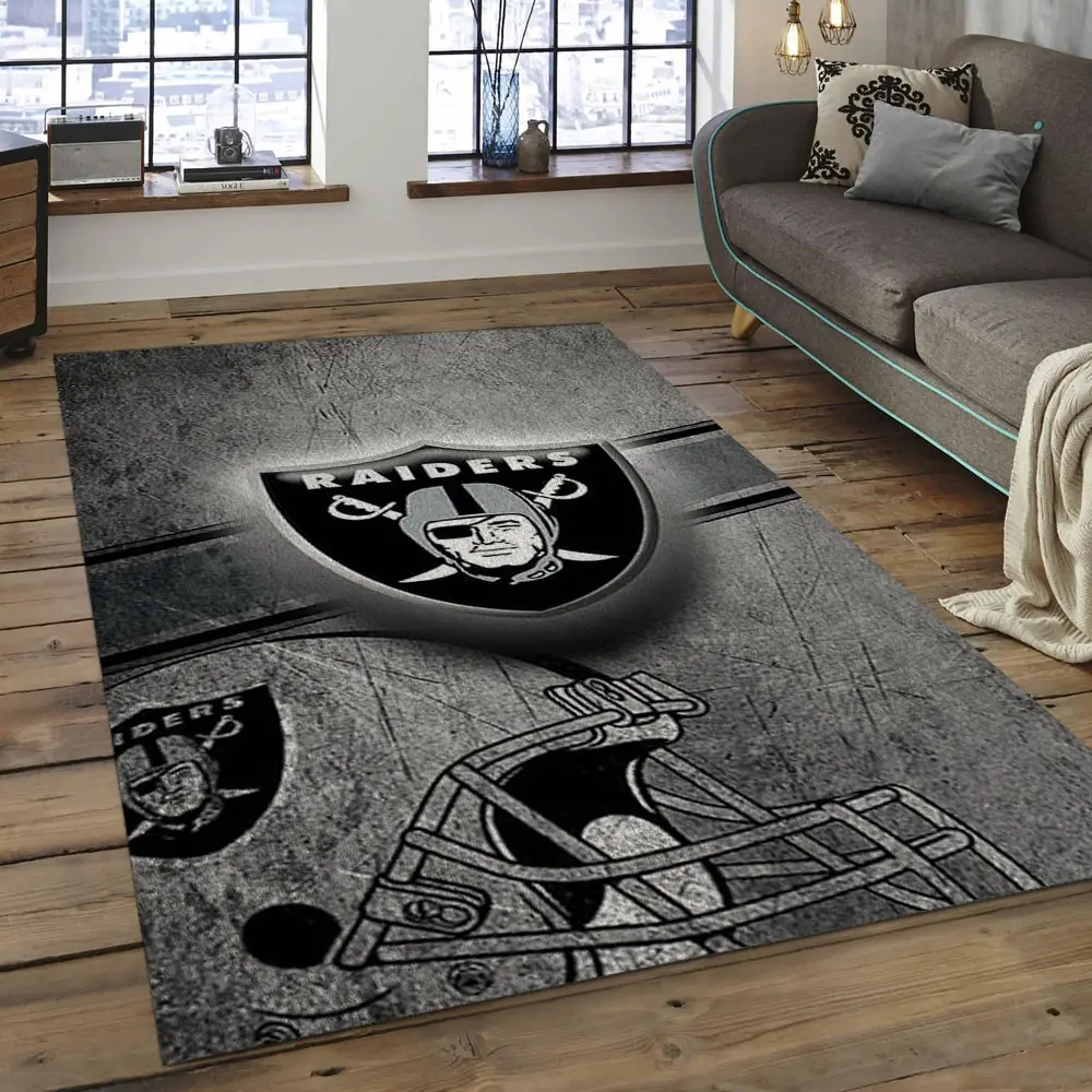 NFL Las Vegas Raiders Football Team Logo Rectangle Area Rug LVR15