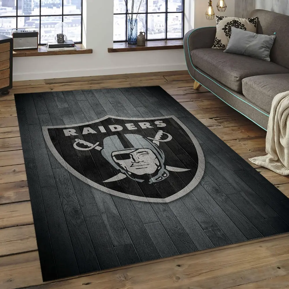 NFL Las Vegas Raiders Football Team Logo Rectangle Area Rug LVR25
