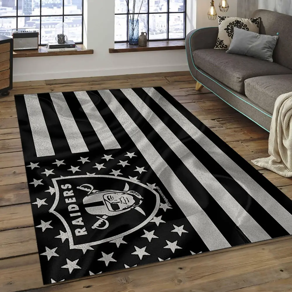 NFL Las Vegas Raiders Football Team Logo Rectangle Area Rug LVR26