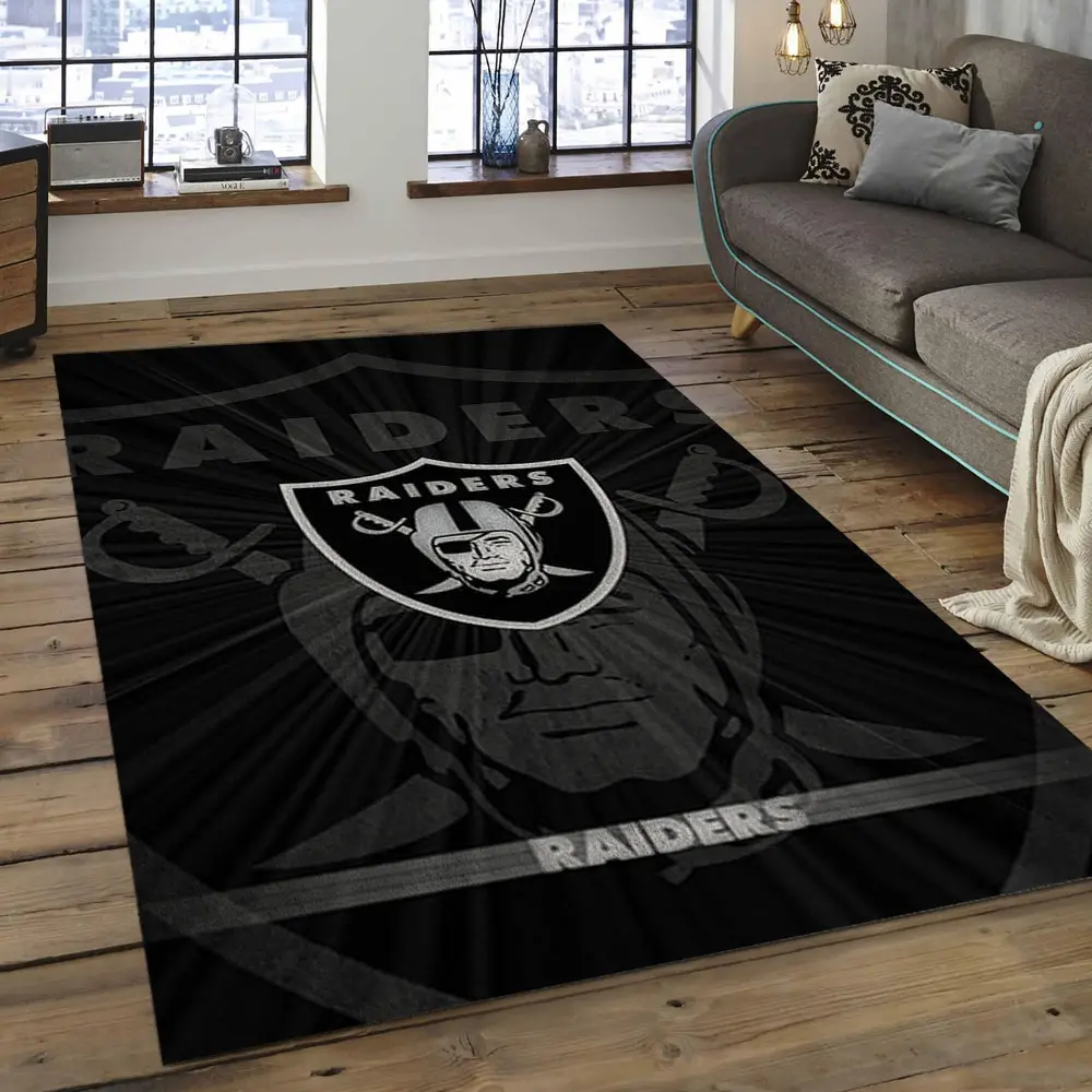 NFL Las Vegas Raiders Football Team Logo Rectangle Area Rug LVR31