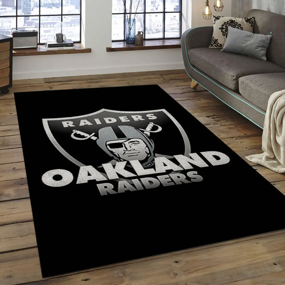 NFL Las Vegas Raiders Football Team Logo Rectangle Area Rug LVR33