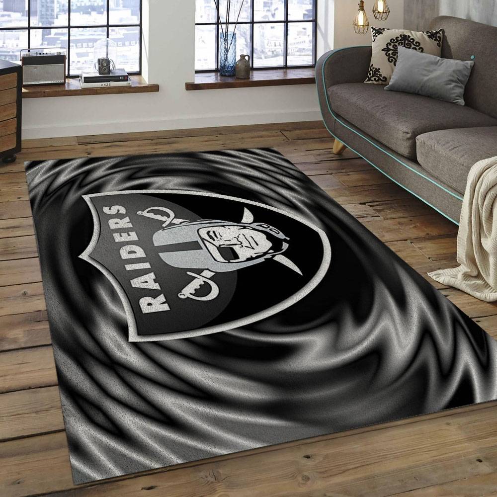 NFL Las Vegas Raiders Football Team Logo Rectangle Area Rug LVR43