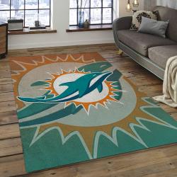 NFL Miami Dolphins Football Team Logo Rectangle Area Rug MMD02
