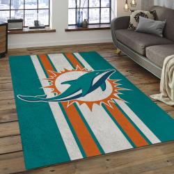 NFL Miami Dolphins Football Team Logo Rectangle Area Rug MMD03