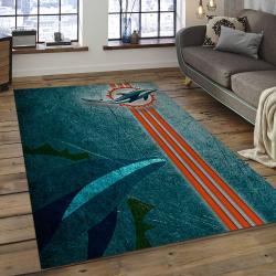 NFL Miami Dolphins  Football Team Logo Rectangle Area Rug MMD04