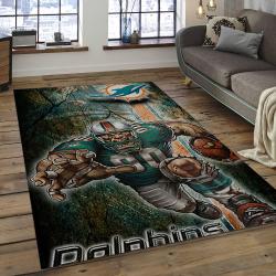 NFL Miami Dolphins  Football Team Logo Rectangle Area Rug MMD05