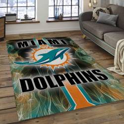 NFL Miami Dolphins Football Team Logo Rectangle Area Rug MMD06