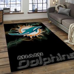 NFL Miami Dolphins  Football Team Logo Rectangle Area Rug MMD08