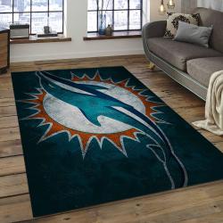 NFL Miami Dolphins  Football Team Logo Rectangle Area Rug MMD09