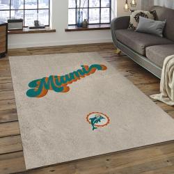 NFL Miami Dolphins Football Team Logo Rectangle Area Rug MMD10