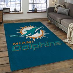 NFL Miami Dolphins Football Team Logo Rectangle Area Rug MMD11