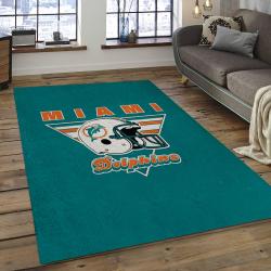 NFL Miami Dolphins  Football Team Logo Rectangle Area Rug MMD12
